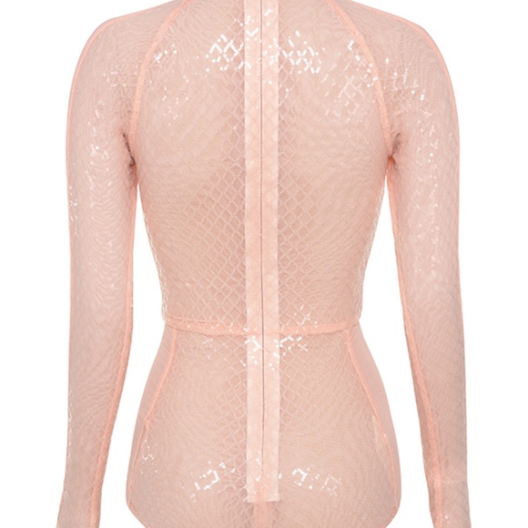 MARNEL' Blush Sequinned Long Sleeve Bodysuit. - Picture 7 of 8